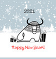 happy new year 2021 bull ox cow winter forest vector image vector image