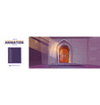 parallax background with doors in medieval castle vector image