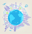 world travel concept linear vector image