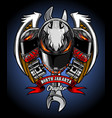 three full face helmets with wings and pistons vector image vector image