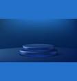 3d blue neon glow podium in dark room vector image
