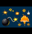 set bomb explosion effect boom vector image vector image