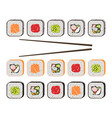 sushi maki rolls and chopsticks vector image vector image