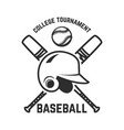 emblem with crossed baseball bat and baseball vector image