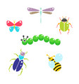 cartoon insects colorful set on white vector image