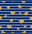 gold heart seamless pattern blue-white geometric vector image