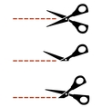 scissors with red cut lines vector image vector image