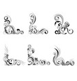 set floral corner design swirl ornament isolated vector image