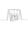 single one line drawing cute little girl swinging vector image vector image