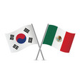 south korea and mexico crossed flags vector image