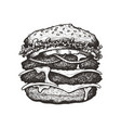 double cheeseburger with cheese tomato onion vector image vector image