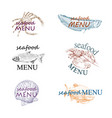 fish and crabs menu logo template design vector image