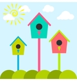 nesting box cartoon set meadow with colorful bird vector image vector image