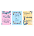 invitation cards with flowers set vector image