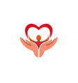 creative hands holding human body with heart logo vector image
