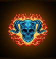 devil skull head on fire vector image