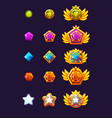 set gems award progress golden amulets vector image