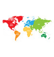 world map divided into six continents each vector image