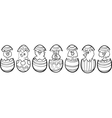 chickens in easter eggs cartoon for coloring vector image vector image