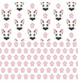 seamless patterns with black cat face and paw vector image