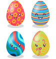 decorated easter eggs with positive emotions vector image