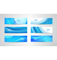 set wavy banners blue wave web headers vector image