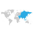 asia continent blue marked in grey silhouette vector image vector image
