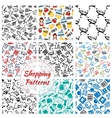 shopping retail seamless patterns set vector image