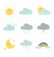 clouds weather sticker with smiling face cute vector image