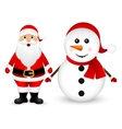 santa claus and christmas snowman vector image