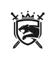 tiger head with two crossed swordsshield logo vector image vector image