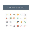 cowboys icon set with colorful modern flat style vector image