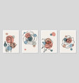 set of creative minimalist hand draw floral vector image vector image