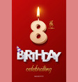 burning birthday candle in the form of number 8 vector image vector image