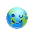 cartoon earth face happy smile winking icon funny vector image