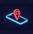 flat neon icon pin smartphone in 3d style vector image vector image