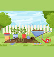 garden landscape cartoon concept with spring vector image