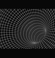 white wireframe wormhole on black 3d funnel vector image