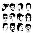set of men hairstyle with beards and mustache vector image