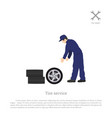 tire service mechanic changing a car wheel vector image