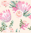 seamless pattern with protea and roses vector image vector image