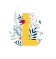floral alphabet letter l vector image