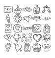 love hand drawn doodle line art outline set vector image vector image