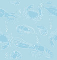 seafood seamless pattern outline sketch drawing vector image vector image