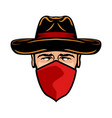 cowboy robber bandit in cartoon vector image