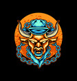 angry bull with chain vector image vector image