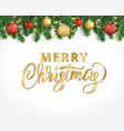 greeting card with fir tree garland ornaments vector image