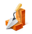 trowel and red ceramic brick vector image vector image