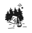 camping print hand drawn sketch with a tent vector image