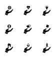 black insurance hand icon set vector image
